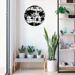 Wallity Enzoclock - S018 Reloj de Pared Decorativo de Metal Negro